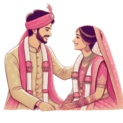 Indian bride and groom holding hands near the wedding mandap, capturing their sacred wedding moments